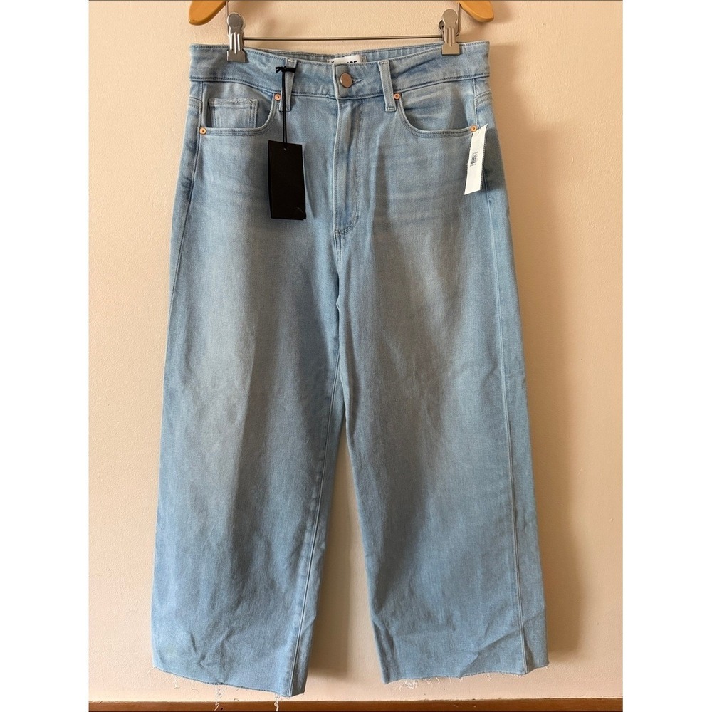 Paige Anessa Wide Leg Ankle Raw Hem Jeans Size 30 - Picture 3 of 8